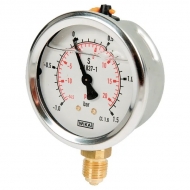 B711WM0631015D Manowakuometr, manometr próżniowy Ø63 mm, od -1 do +1,5 bar, przyłącze dolne 1/4" WIKI