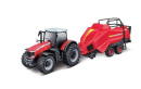BB1831667 Ciągnik Massey Ferguson 8740S z prasą zwijającą 1:32 Bburago