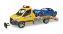 U02675 Mercedes-Benz Sprinter laweta z modułem światło-dźwięk i Bruder Roadster 1:16 Bruder