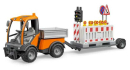 U02693 VarioCar z przyczepą i zestawem zabezpieczenia drogi 1:16 Bruder