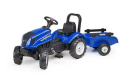 F3080AB Traktor New Holland T6 z przyczepą i otwieraną maską jeździk Falk