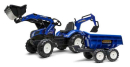 F3090W Koparko-ładowarka New Holland T8 z dwuosiową przyczepą wywrotką Maxi jeździk Falk