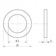 05100008 Podkładka płaska poszerzana ocynk, Ø 8 mm, M8, 1kg., ocynkowana 