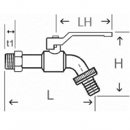 TK12K Kulowy zawór czerpalny z dźwignią, 1/2"