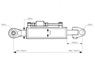 Cięgło hydrauliczne (Kat.3/3) Przegub i Kula, średnica cylindra: 90mm, Długość min : 640mm.