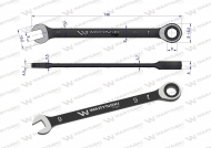 Klucz płasko-oczkowy 9 mm z grzechotką 72 zęby standard ASME B107-2010 Waryński