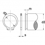 47115RVS Pierścień zabezpieczający zewnętrzny, seger RVS Kramp, 15 mm, nierdzewny