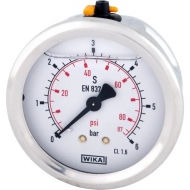 B711W063006T Manometr glicerynowy, ø63 mm, 0-6 bar, przyłącze tylne 1/4", WIKA