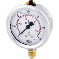 B711W063003D Manometr glicerynowy, ø63 mm, 0-3 bar, przyłącze dolne 1/4" WIKA