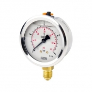 B711W063004D Manometr glicerynowy, ø63 mm, 0-4 bar, przyłącze dolne 1/4" WIKA