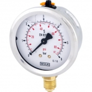 B711W063006D Manometr glicerynowy, ø63 mm, 0-6 bar, przyłącze dolne 1/4" WIKA