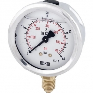 B711W063040D Manometr glicerynowy, ø63 mm, 0-40 bar, przyłącze dolne 1/4" WIKA