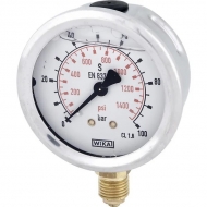 B711W063100D Manometr glicerynowy, ø63 mm, 0-100 bar, przyłącze dolne 1/4" WIKA