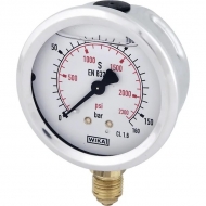 B711W063160D Manometr glicerynowy, ø63 mm, 0-160 bar, przyłącze dolne 1/4" WIKA