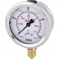 B711W063400D Manometr glicerynowy, Ø 63 mm 400 bar, przyłącze dolne 1/4" WIKA