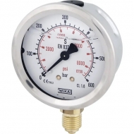 B711W063600D Manometr glicerynowy, ø63 mm, 600 bar, przyłącze dolne 1/4" WIKA