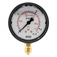 MA6316L04PLGF Manometr glicerynowy ø63 mm, 0-16 bar przyłącze dolne 1/4" WIKA