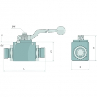 Zawór kulowy blokowy, 2-drożny, BKR-2-DN 06-G 1/4" BSP, 1/4" x 1/4"