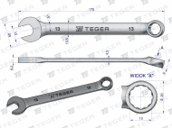 Klucz płasko-oczkowy 13 mm TEGER