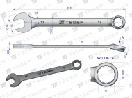 Klucz płasko-oczkowy 17 mm TEGER