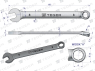 Klucz płasko-oczkowy 8 mm TEGER