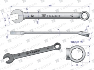 Klucz płasko-oczkowy 12 mm TEGER