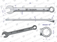 Klucz płasko-oczkowy 14 mm TEGER