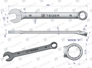 Klucz płasko-oczkowy 16 mm TEGER