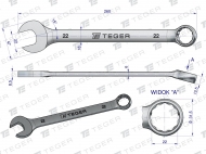 Klucz płasko-oczkowy 22 mm TEGER