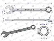 Klucz płasko-oczkowy 23 mm TEGER