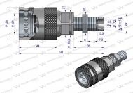 Szybkozłącze hydrauliczne gniazdo long M16x1.5 gwint zewnętrzny EURO PUSH-PULL (ISO 7241-A) z eliminatorem ciśnienia Waryński