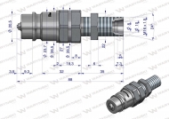 Szybkozłącze hydrauliczne wtyczka long M16x1.5 gwint zewnętrzny EURO (ISO 7241-A) z eliminatorem ciśnienia Waryński