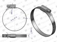 Opaska zaciskowa 10-16 ślimakowa (obejma W2 - stal nierdzewna) szerokość 9mm TEGER