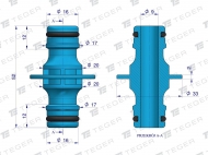 Złączka do węża 1/2" & 1/2" - 2-drożne / TEGER