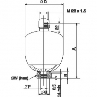 ELM05021000AF Akumulator hydrauliczny membranowy spawany typ ELM Parker, 0.5 l 30 bar