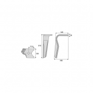 52625400 Ząb brony aktywnej, lewy, FAST FIT® 2, pasuje do  Kuhn