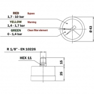 MP9VRP01 Wskaźnik – optyczny filtra hydrauliki,  MP Filtri