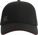 KW10900102 Czarna czapka baseballowa z daszkiem z czerwonym akcentem