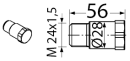 00203700572 Sworzeń gwintowany M24x1,5, L=56 mm, fi 28 mm Pöttinger