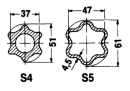 754500800 Rura profilowa zewnętrzna S5, gwiaździsta, średnica 61x47x5 mm, długość: 800 mm Walterscheid
