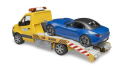 U02675 Mercedes-Benz Sprinter laweta z modułem światło-dźwięk i Bruder Roadster 1:16 Bruder