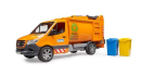 U02682 Mercedes-Benz Sprinter śmieciarka z 2 pojemnikami 1:16 Bruder
