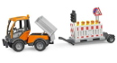 U02693 VarioCar z przyczepą i zestawem zabezpieczenia drogi 1:16 Bruder