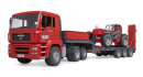 U02774 MAN TGA z naczepą niskopodwoziową i ładowarką teleskopową Manitou MLT 633 1:16 Bruder