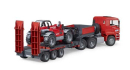 U02774 MAN TGA z naczepą niskopodwoziową i ładowarką teleskopową Manitou MLT 633 1:16 Bruder