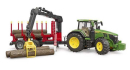 U03154 Ciągnik John Deere 7R 350 z przyczepą do drewna i 4 kłodami 1:16 Bruder