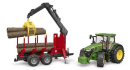 U03154 Ciągnik John Deere 7R 350 z przyczepą do drewna i 4 kłodami 1:16 Bruder