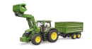 U03155 Ciągnik John Deere 7R 350 z ładowaczem czołowym i przyczepą tandem 1:16 Bruder