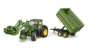U03155 Ciągnik John Deere 7R 350 z ładowaczem czołowym i przyczepą tandem 1:16 Bruder