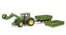 U03155 Ciągnik John Deere 7R 350 z ładowaczem czołowym i przyczepą tandem 1:16 Bruder